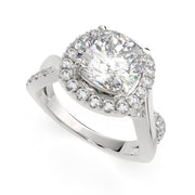 Celestina Cushion Cut Halo Pave Split Shank Engagement Ring Setting - Nivetta